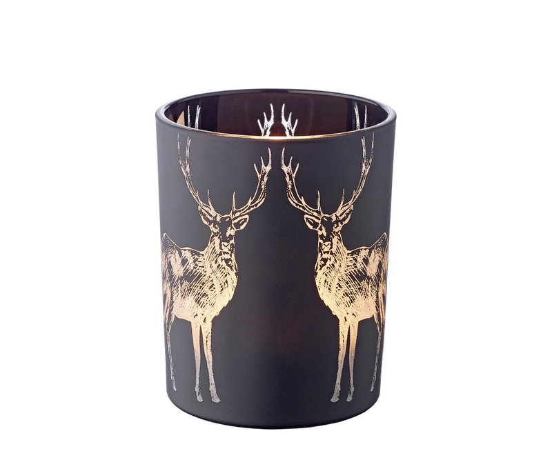 EDZARD theelichthouder Tiu, mat zwart glas, hoogte 13 cm
