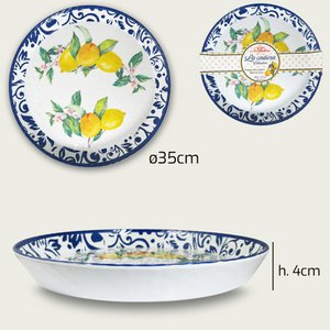 Arca LIMONI DUE Melamine Ronde Vlakke Serveerschaal met Rand 35x4cm