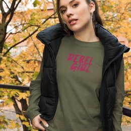Koszulka Rebel Girl unisex z długim rękawem i haftem