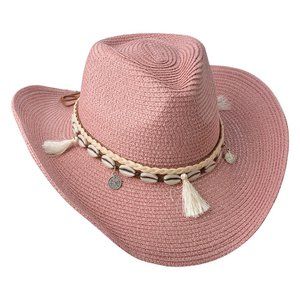 Hut Damen Ø58 cm rosa Papier Stro -Schalen Sonnenhut