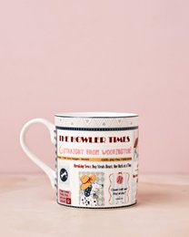 Fine China Mug Newspaper Print - Playful Illustrations, 300ml