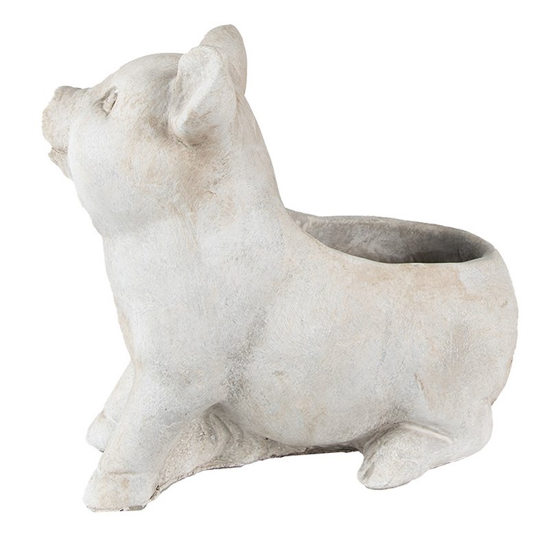 Flowerpot Pig 24x13x20 cm Gray Stone Flowerpot Indoor