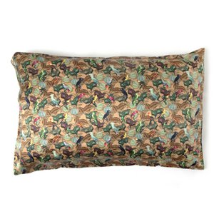 Parrots Print Silk Pillow Case