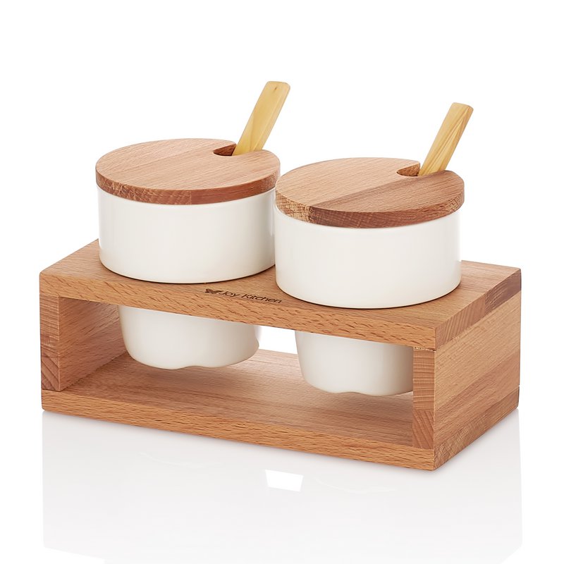Bols à épices Joy Kitchen sur plateau flottant en bois - lot de 2