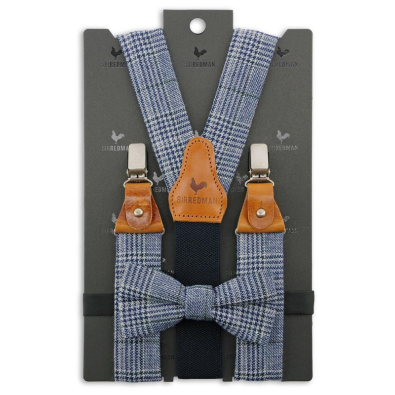 Sir Redman Suspenders - 3 Sturdy Clips -Blue