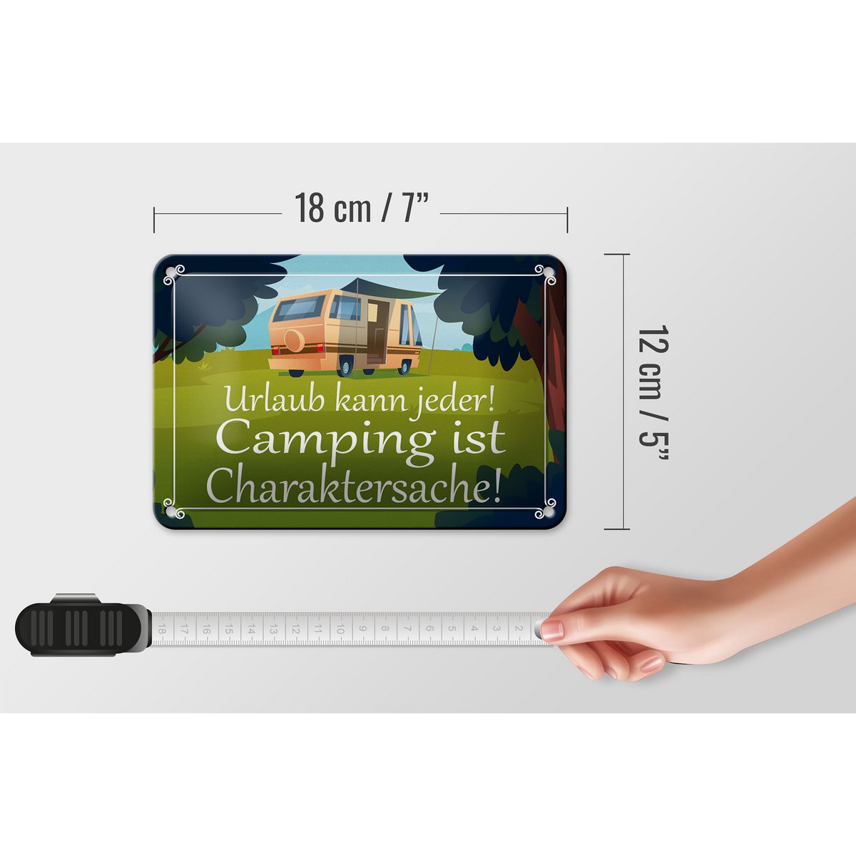 Tin sign saying 18x12cm Everyone can go camping is decoration