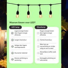 5 meter light cord with 10 pear-shaped LED lamps + 2 meter connection cable