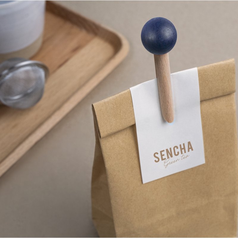 Scatola da 6 clip per borse in legno - colore