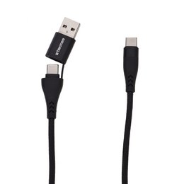 CARGADOR LIGHTNING/TYPE-C Y USB 2 EN 1 DE 1M