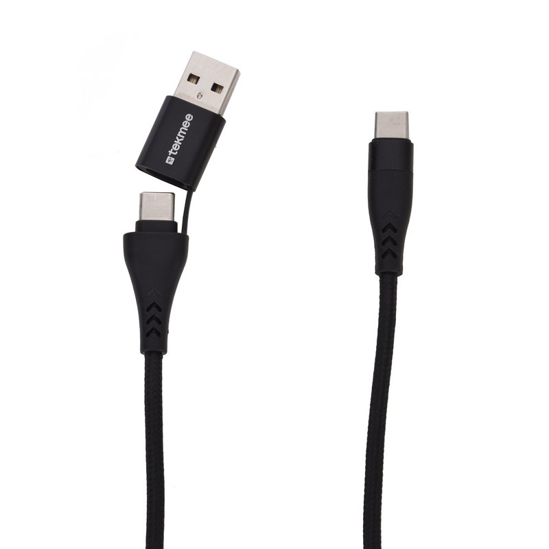 CARGADOR LIGHTNING/TYPE-C Y USB 2 EN 1 DE 1M
