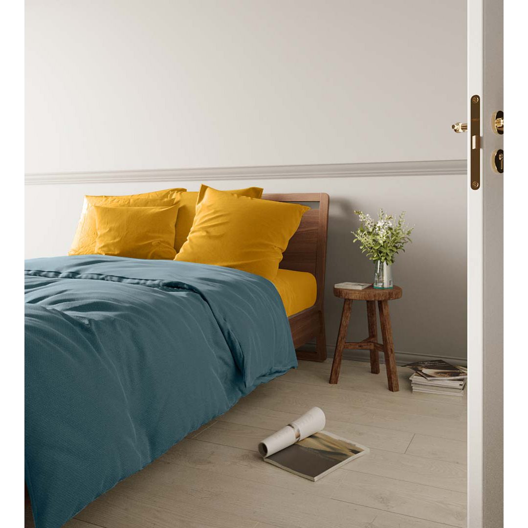 Drap-housse jaune en percale de coton Magda