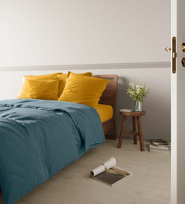 Drap-housse jaune en percale de coton Magda