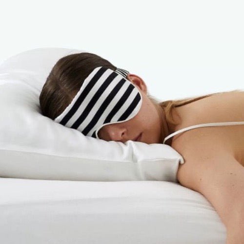 Masque de sommeil surdimensionné en soie 19 mamans – Collection rayée