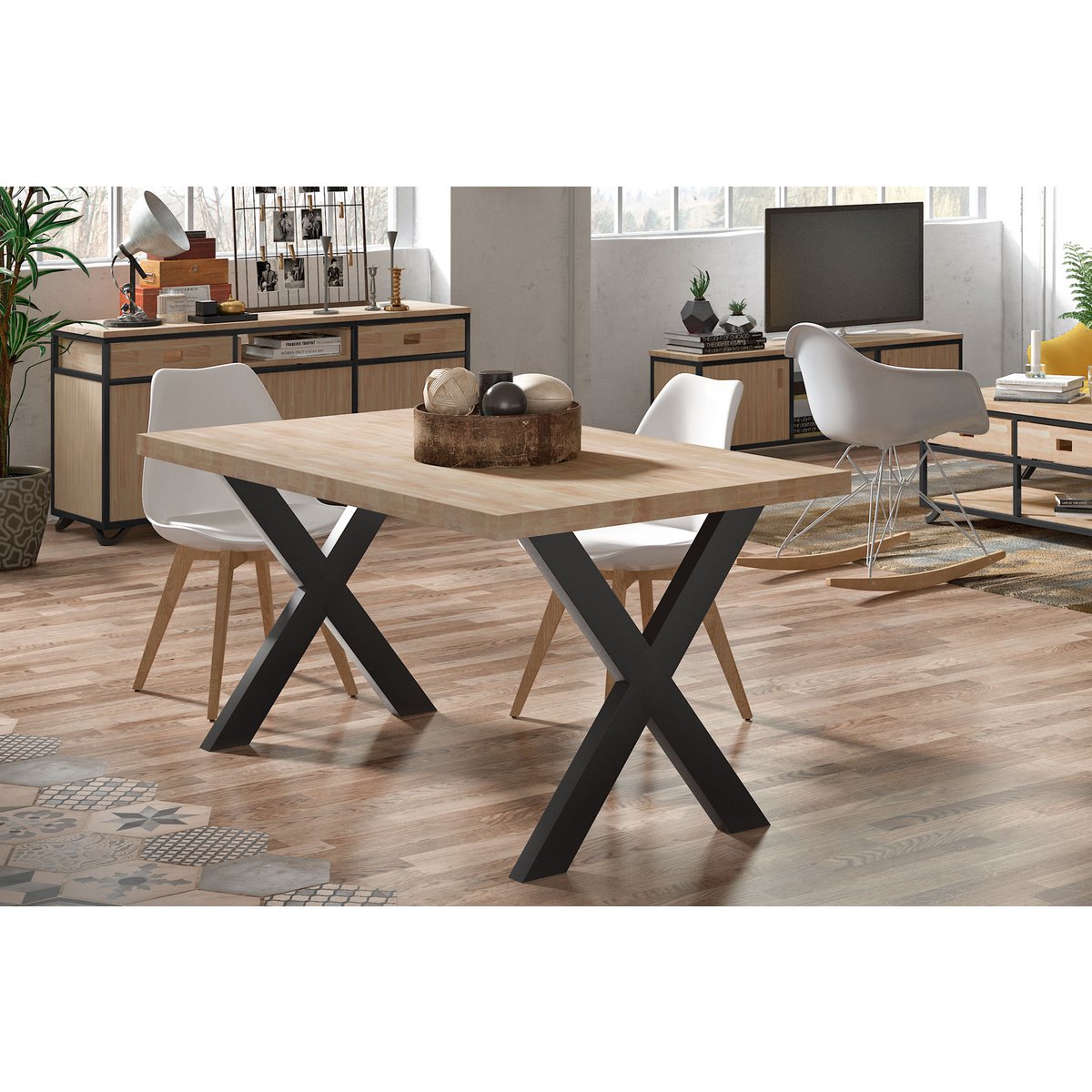 FIXED DINING TABLE X-LOFT 160 OAK / BLACK. OK1200 (8472)