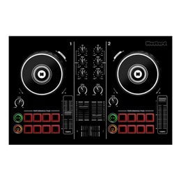 Mustard-colored DJ desk mat with a sleek, modern design featuring two circular turntables and various control knobs and buttons.