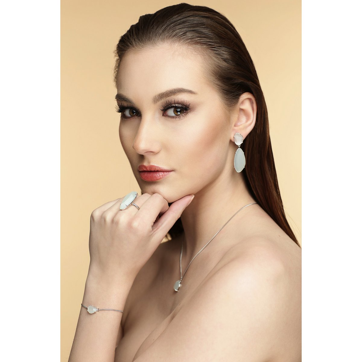 Starlight Droplets Earrings | Silver Milky Aqua