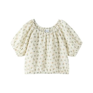 Meisjesblouse met korte mouwen groenbeige Safari World KGV96955
