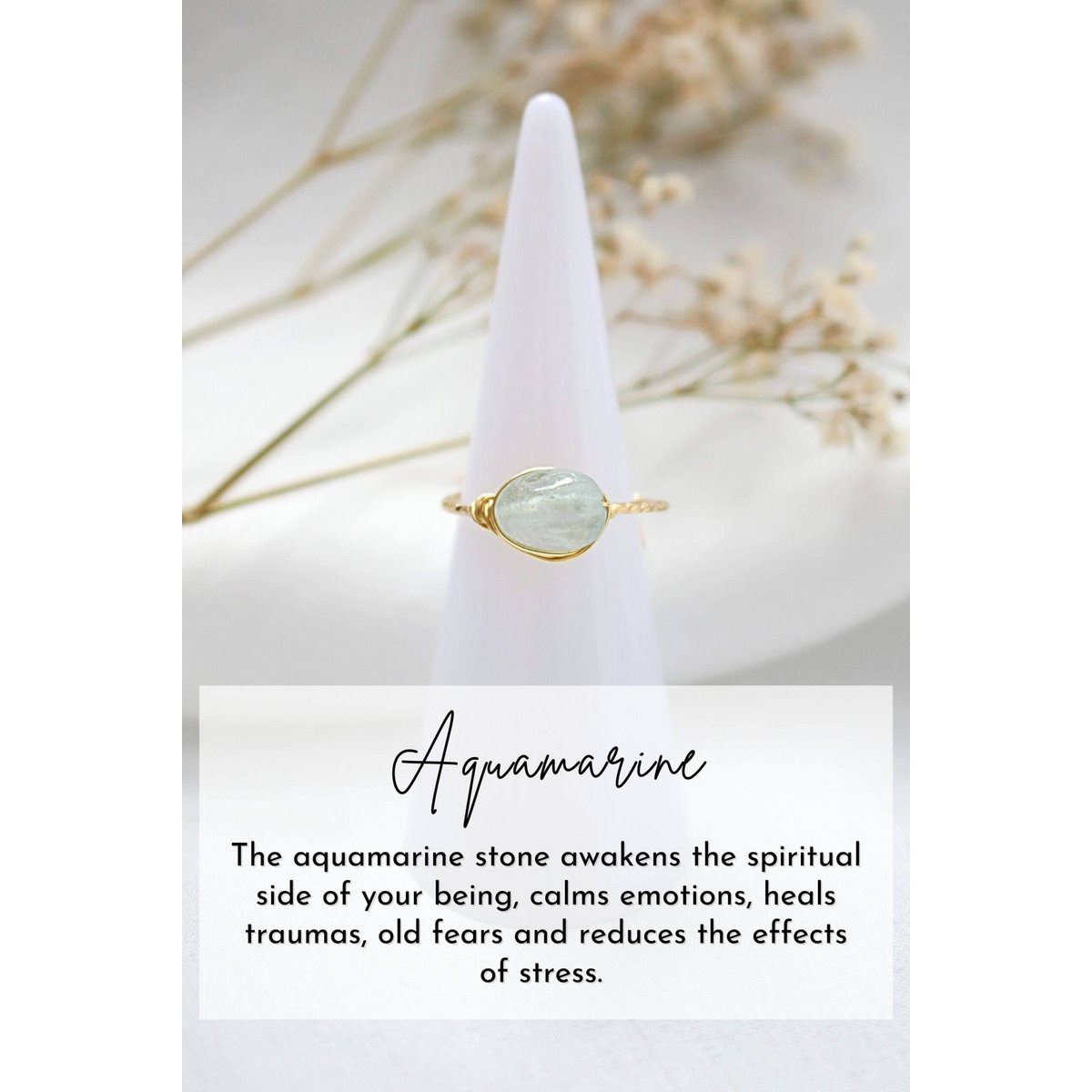 24K naturlige krystaller Hand Wired Solitaire Ring