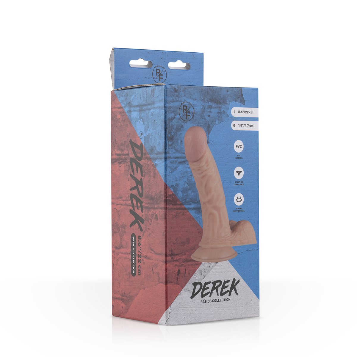 Real Fantasy - Consolador Realista Derek Con Saco De Pelotas -18 cm