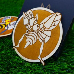 Wooden Colorful Pokémon Coaster, Beedrill, Geek Decor, Nerd Room Anime Fan Gift Housewarming