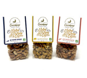 Roasted cashew nut pack 3 flavors. x32 bags. (Aperitif, salty)