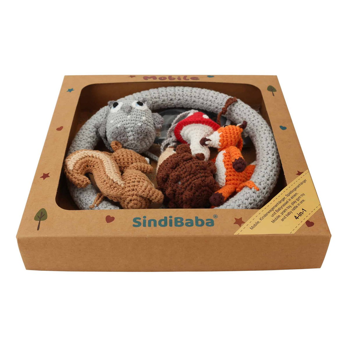 Crocheted baby mobile FOREST ANIMALS II (4-in-1)