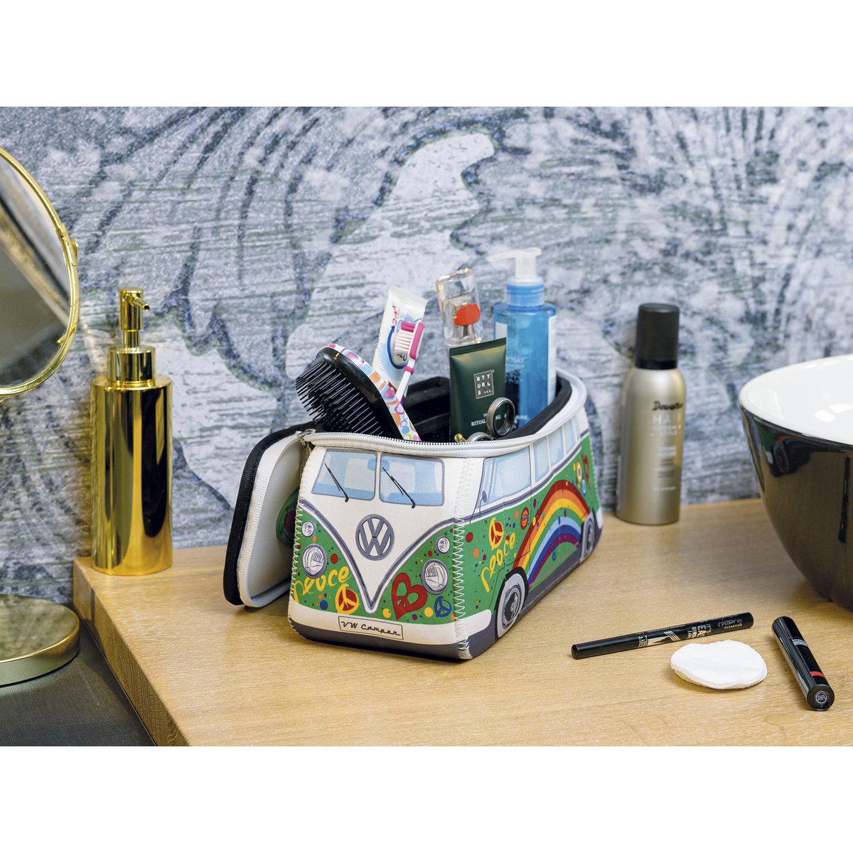Volkswagen VW T1 Bus 3D Bolsa universal de neopreno, grande - Love Bus/Verde