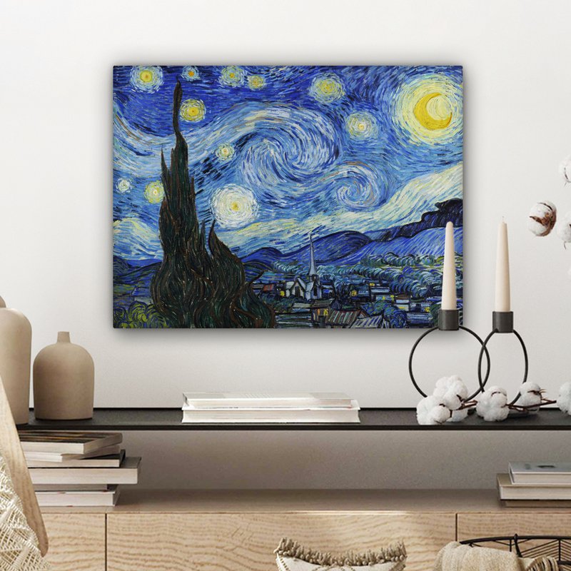 Canvas Maleri - Wall Decoration - De Sterrennacht - Vincent Van Gogh