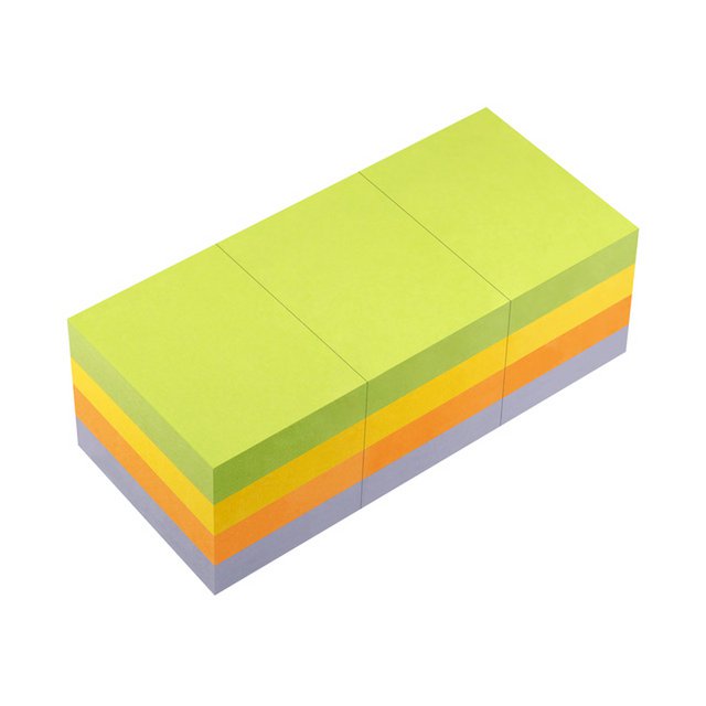 Info notes 50x40mm assorti spring pak 12 blok groen, geel, oranje, paars