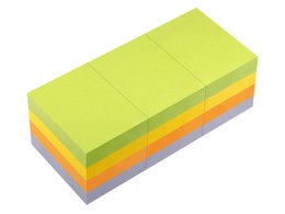Info notes 50x40mm assorti spring pak 12 blok groen, geel, oranje, paars