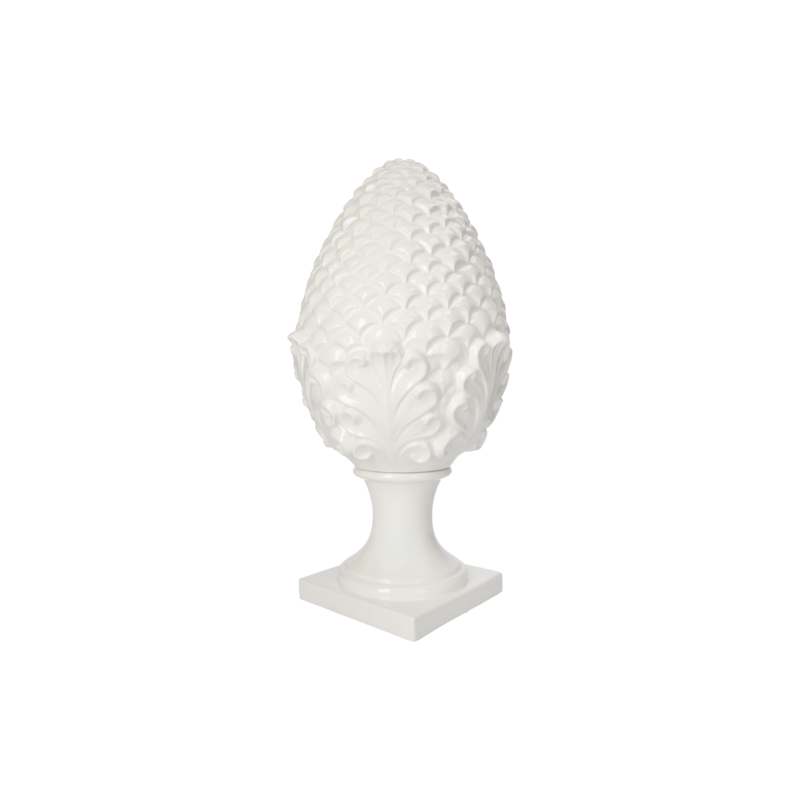 White ceramic pine cone Made in Italy h 50 x Ø 25 cm