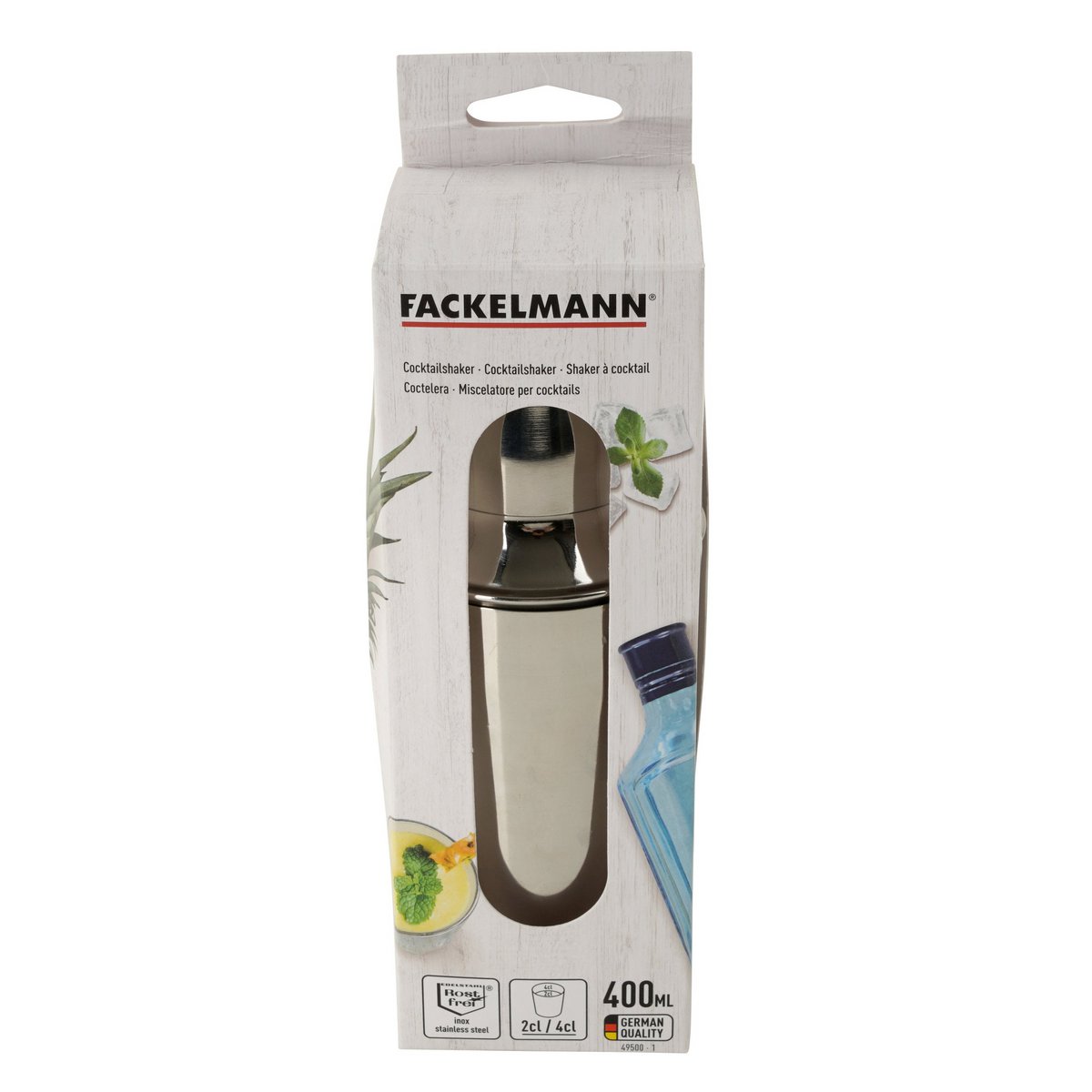 Edelstahl-Cocktailshaker-Set 400 ml und Alkoholmessbecher 2 cl und 4 cl Fackelmann Bar Concept