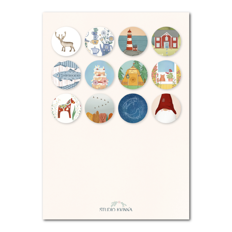 Geïllustreerde Zweden muurkalender 2027