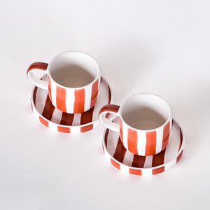 Espressotasse Streifen – Terrakotta-Orange
