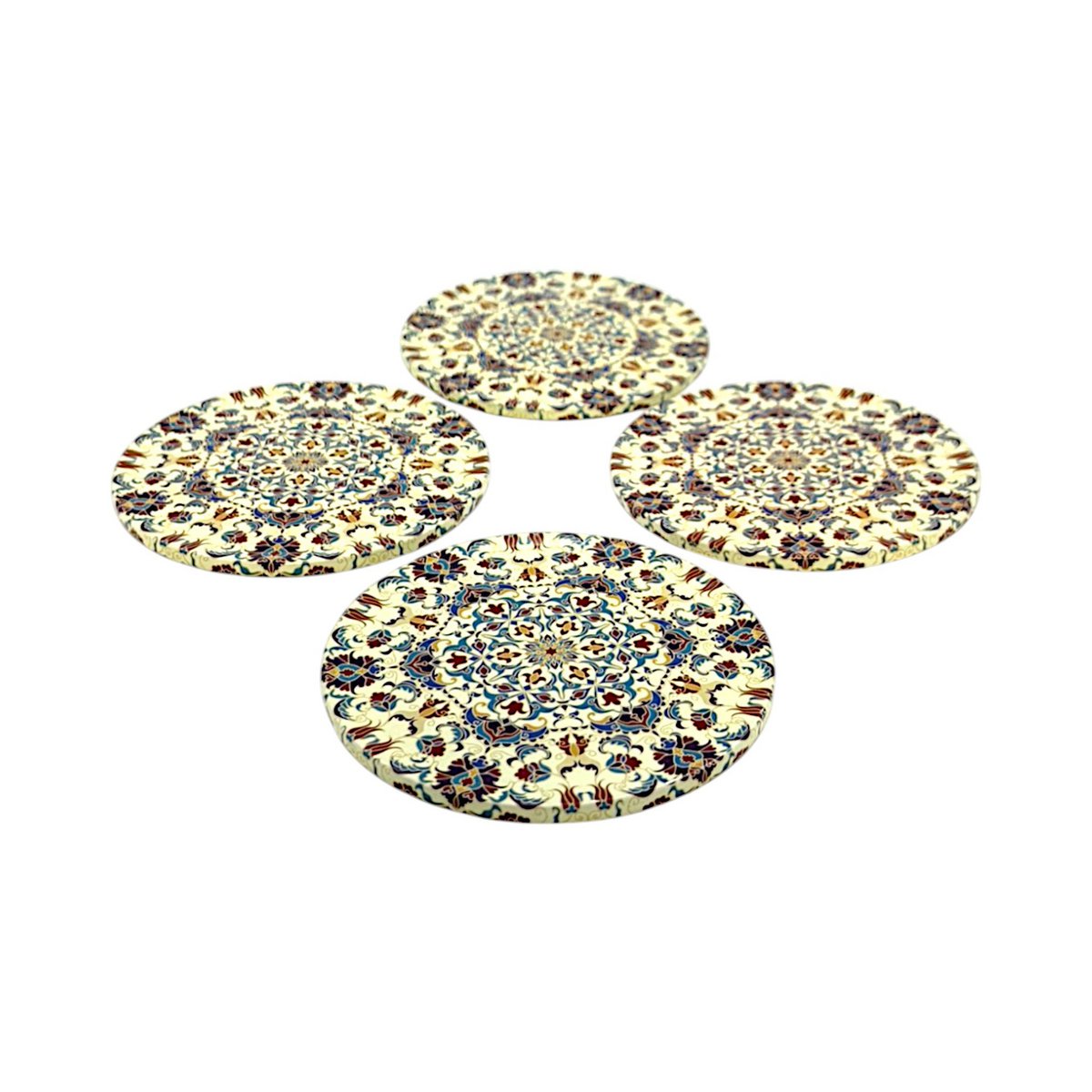 Untersetzter aus Metall - 4er Set - Mandala - Beige - 9cm