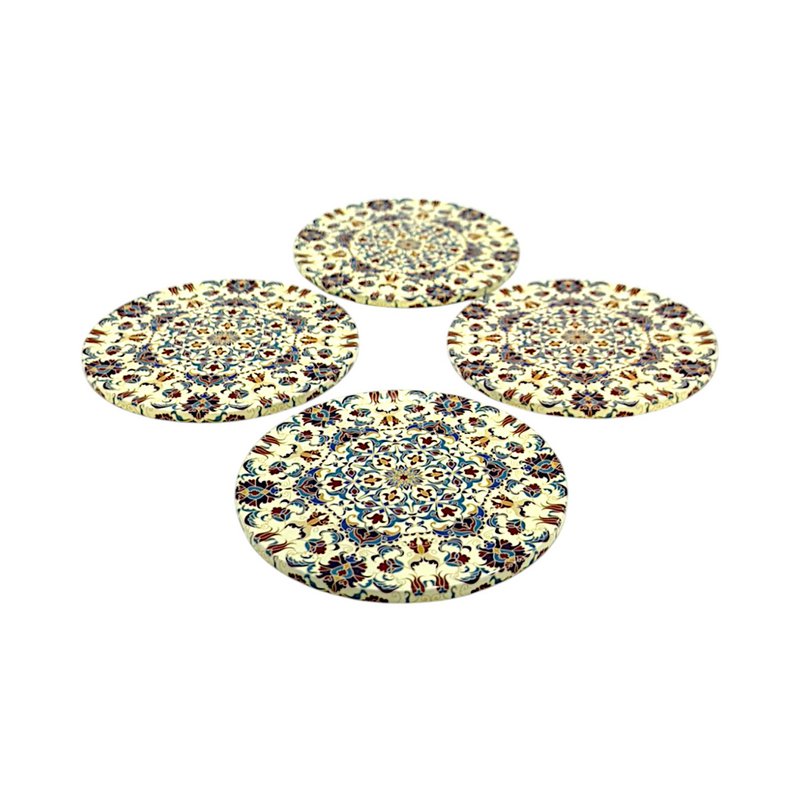 Untersetzter aus Metall - 4er Set - Mandala - Beige - 9cm