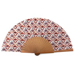 Ventilateur en soie inspiré d'Ikat - Fabriqué à la main en Espagne avec Bocapi Wood