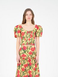 Zafira gele bloemenprint top