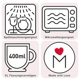 Steengoed mok met handvat "Hart" roze