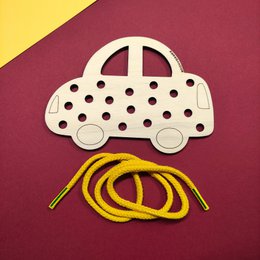 Montessori Schnürungautospielzeug, Holzspielzeug für Kinder- und Kindermotor -Fähigkeitenentwicklung