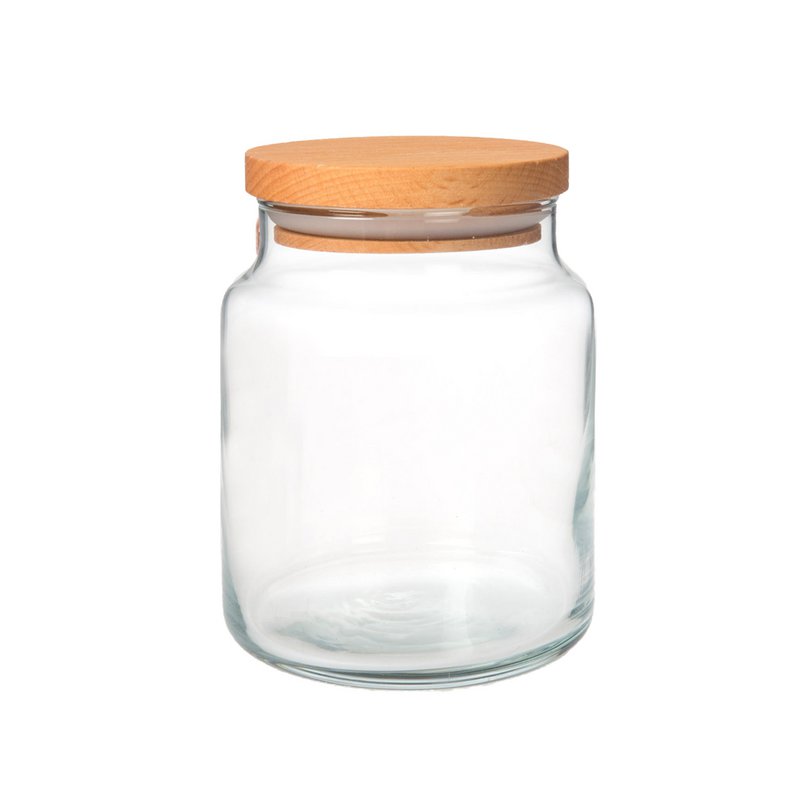 Pot de conservation en verre Joy Kitchen avec couvercle en bois 290 cc | ø 7 x 9 cm | bocaux de conservation en verre avec couvercle | pot de bonbons | Couvercle en bois | bocaux de conservation en verre | marmite de café | bonbonnière en verre avec...