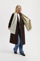 Slankt dobbelt tørklæde Beige / Hvid