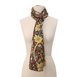Vintage blomster silke tørklæde med udsmykkede fugle- og blomstermotiver