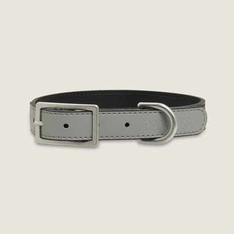 Vegan Leather Collar Bo - Grey