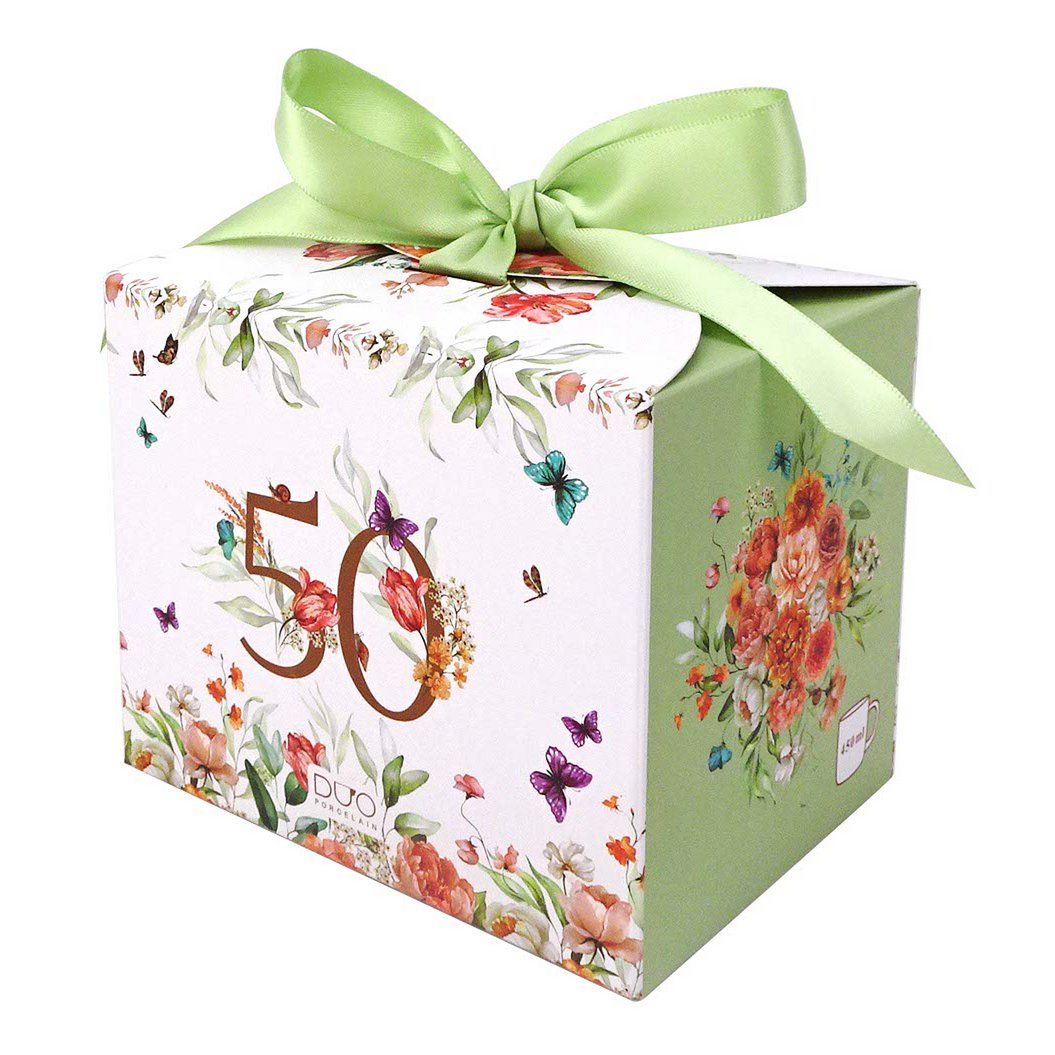 DUO Occasional Mug 400ml, Birthday “50”, in a giftbox with a ribbon