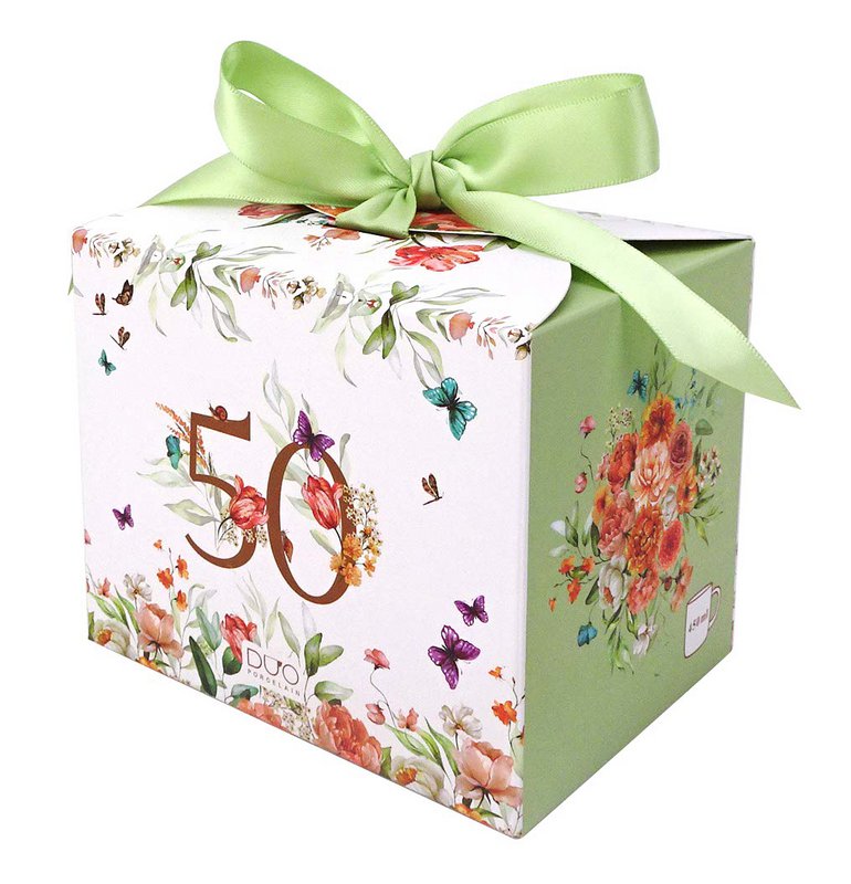 DUO Occasional Mug 400ml, Birthday “50”, in a giftbox with a ribbon