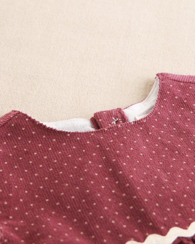 Purple corduroy baby girl dress with matching bloomers P70-11604022