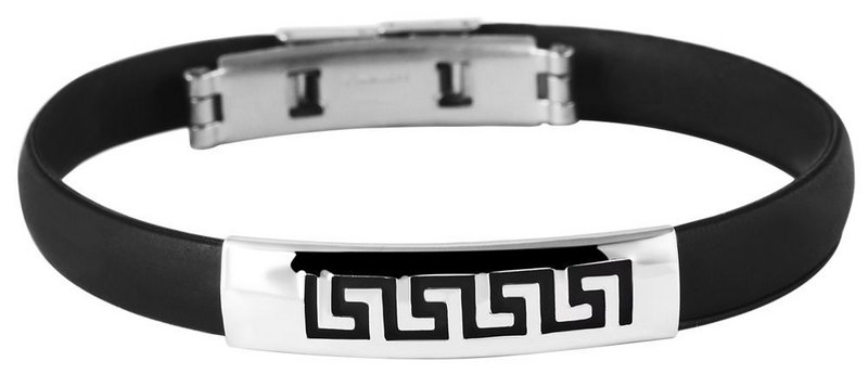 Accent bangle made of rubber and stainless steel in black