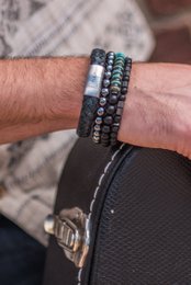 Morse code armband Papa onyx