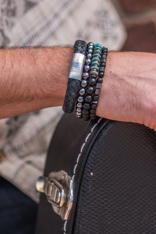 Morse code armband Papa onyx